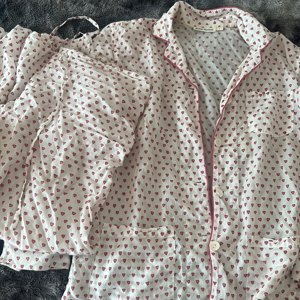 roller rabbit heart pajamas size small